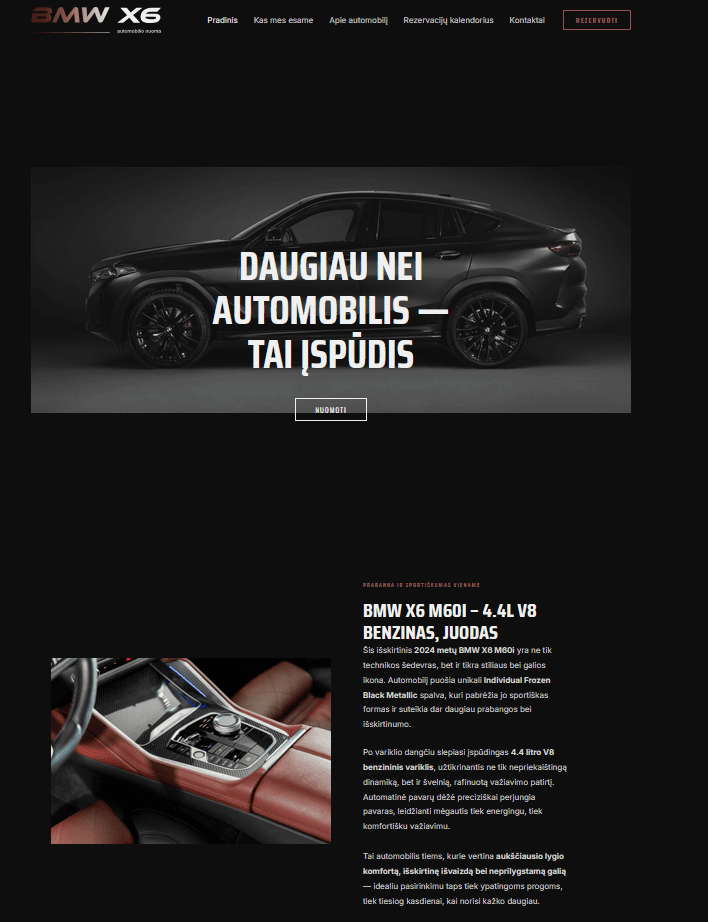 BMW X6 nuoma puslapis